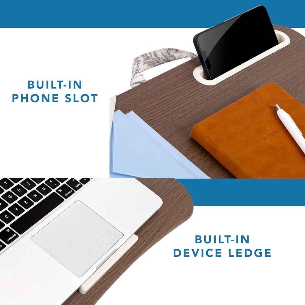 LAPGEAR Designer Lap Desk with Phone Holder and Device Ledge - Hummingbird Toile - Fits up to 15.6 Inch Laptops - Style No. 45413