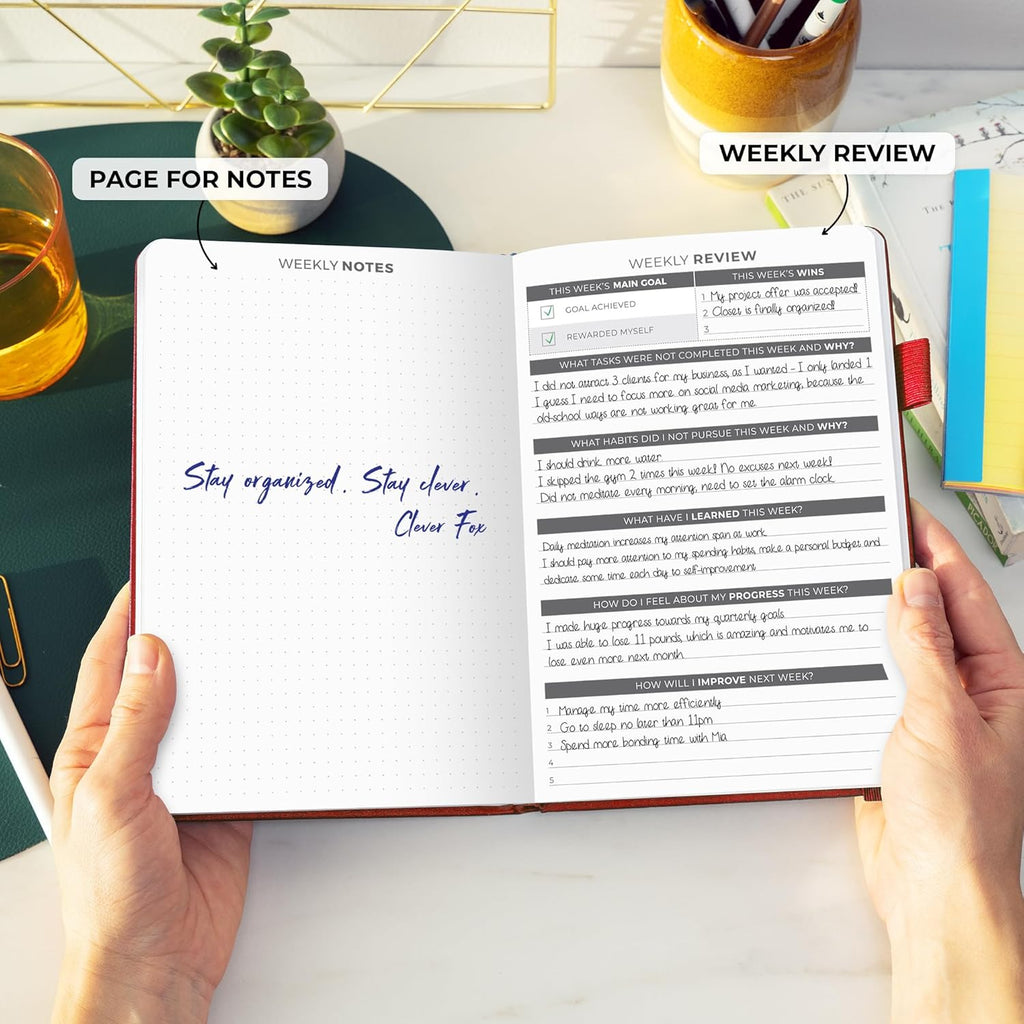 Clever Fox Daily Planner – Undated Planning Notebook with Hourly Schedule & To-Do List – Personal Day Task & Work Organizer, 6 Months (Red)