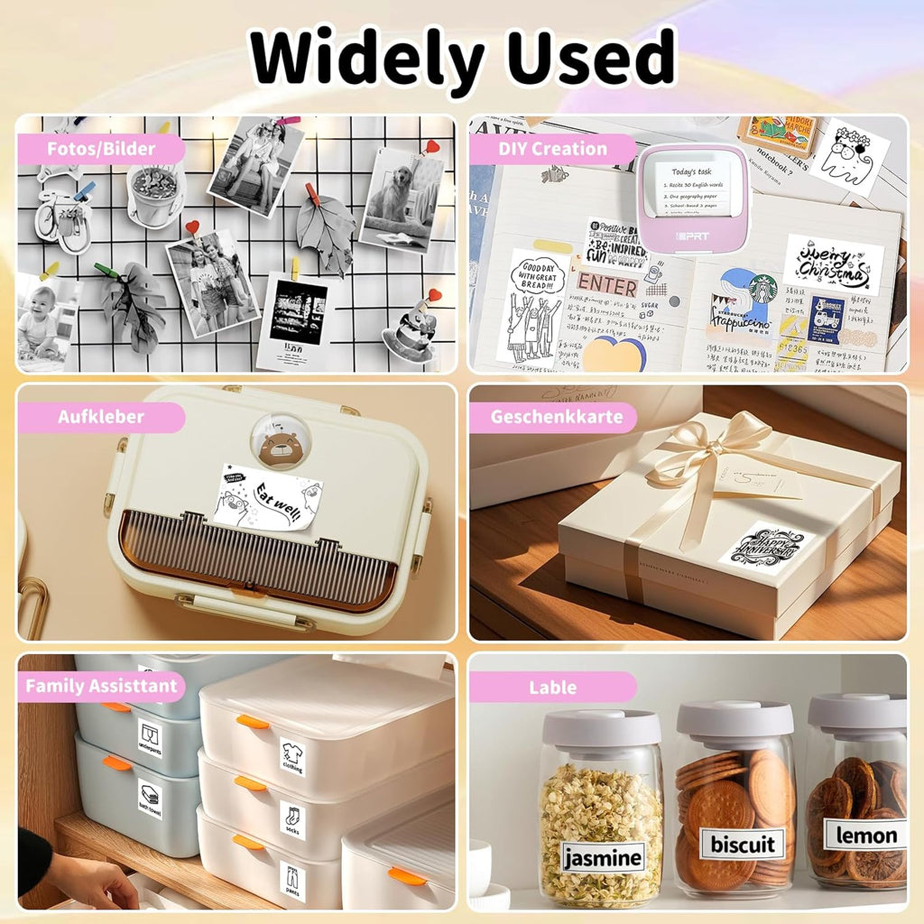 iDPRT Portable Mini Thermal Sticker Printer, Bluetooth Inkless Printers with 1 Roll Sticker Paper, Sticker Machine for Notes, Journal, DIY, Label Printing, Compatible with iOS & Android Phones, Pink