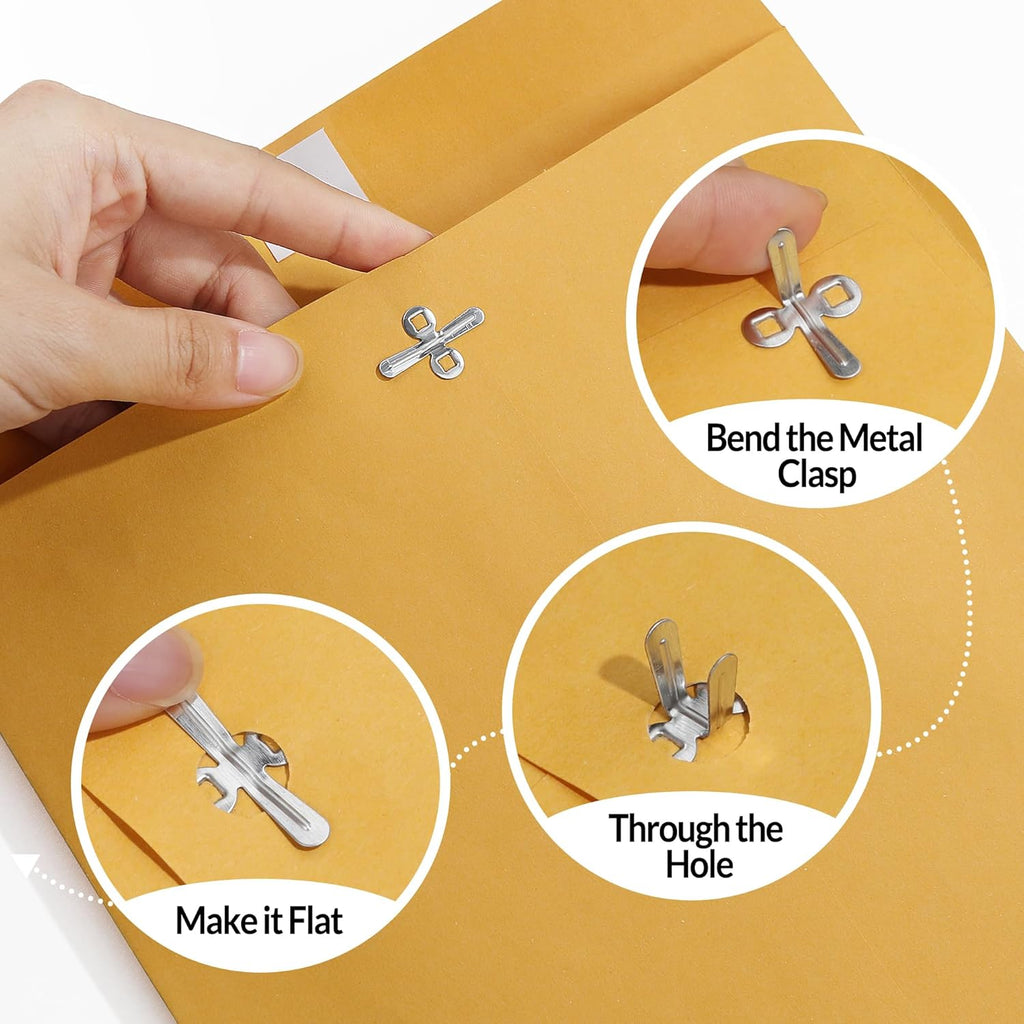 SUNEE 10x13 Clasp Envelopes 100 Count - 10x13 Inch Brown Kraft Envelopes with Clasp Closure – for Home, Office, Business, Legal or School, Great for Filing, Storing or Mailing Documents