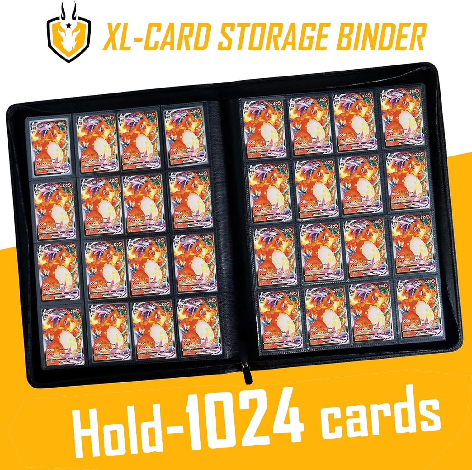 Premium-SV 1024 Pockets Card Binder,Label Design,16 Pocket Trading Card Zipper Binder, Ringless Side Loading Trading Card Album, Folder for TCG,MTG,Sports other Cards -Red