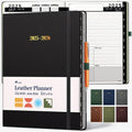 Ensight 2025-2026 HARDCOVER Leather Planner Weekly & Monthly - 8.5x11 Inches - Academic Planner Business Personal or Student - Pen Holder, Thick Paper, July 2025 - June 2026 (Black)