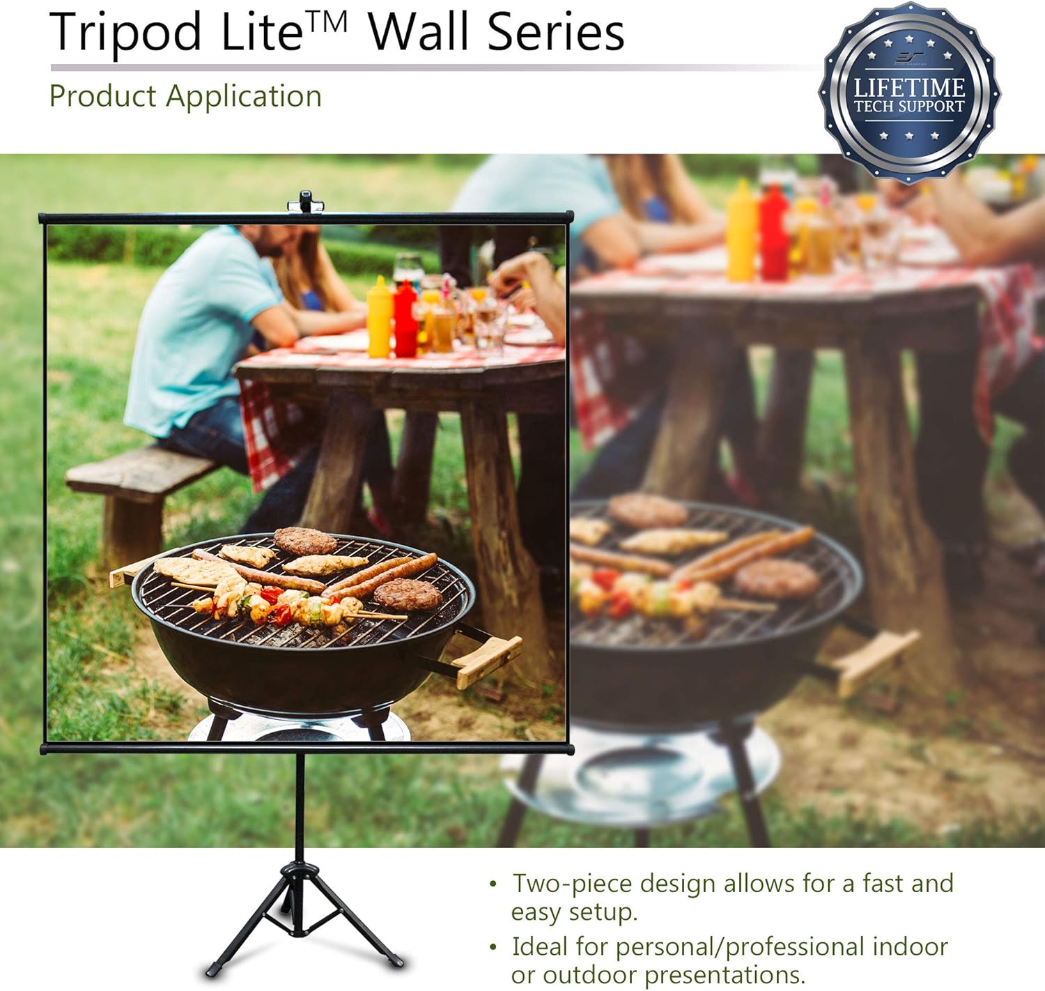 Elite Screens Tripod Lite Wall Series, 2in1 Portable Projector Screen Dual Tripod Stand/Wall Mount Indoor/Outdoor 50-INCH, 1:1 w/Carrying Bag, US Based Company 2-Year Warranty - T50SW, Black