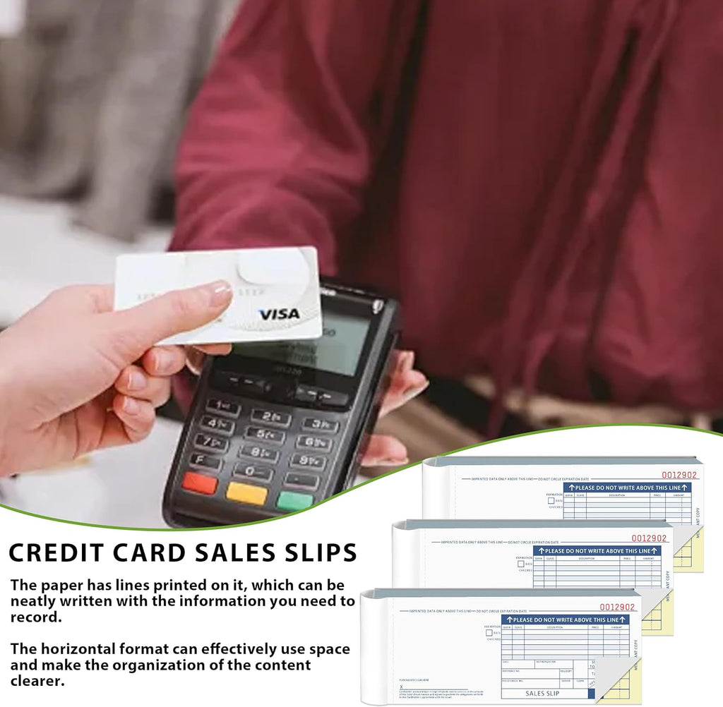 300 Sets Long Credit Card Sales Slips 7.9 * 3.3 inch Two-Part Carbonless Credit Card Receipt Book Credit Card Imprinter Sold as 1 Package for Office (300 Sets of 600 Sheet) (3)