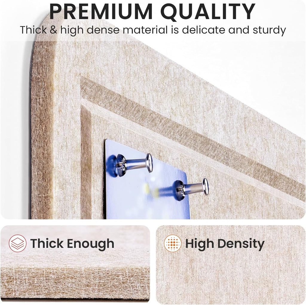 Large Bulletin Board, 35 X 17 Inches Felt Cork Board with 40 Pushpins, Foldable Felt Notice Pin Board Photo Display Board with Self-Adhesive Tape for Office Home School