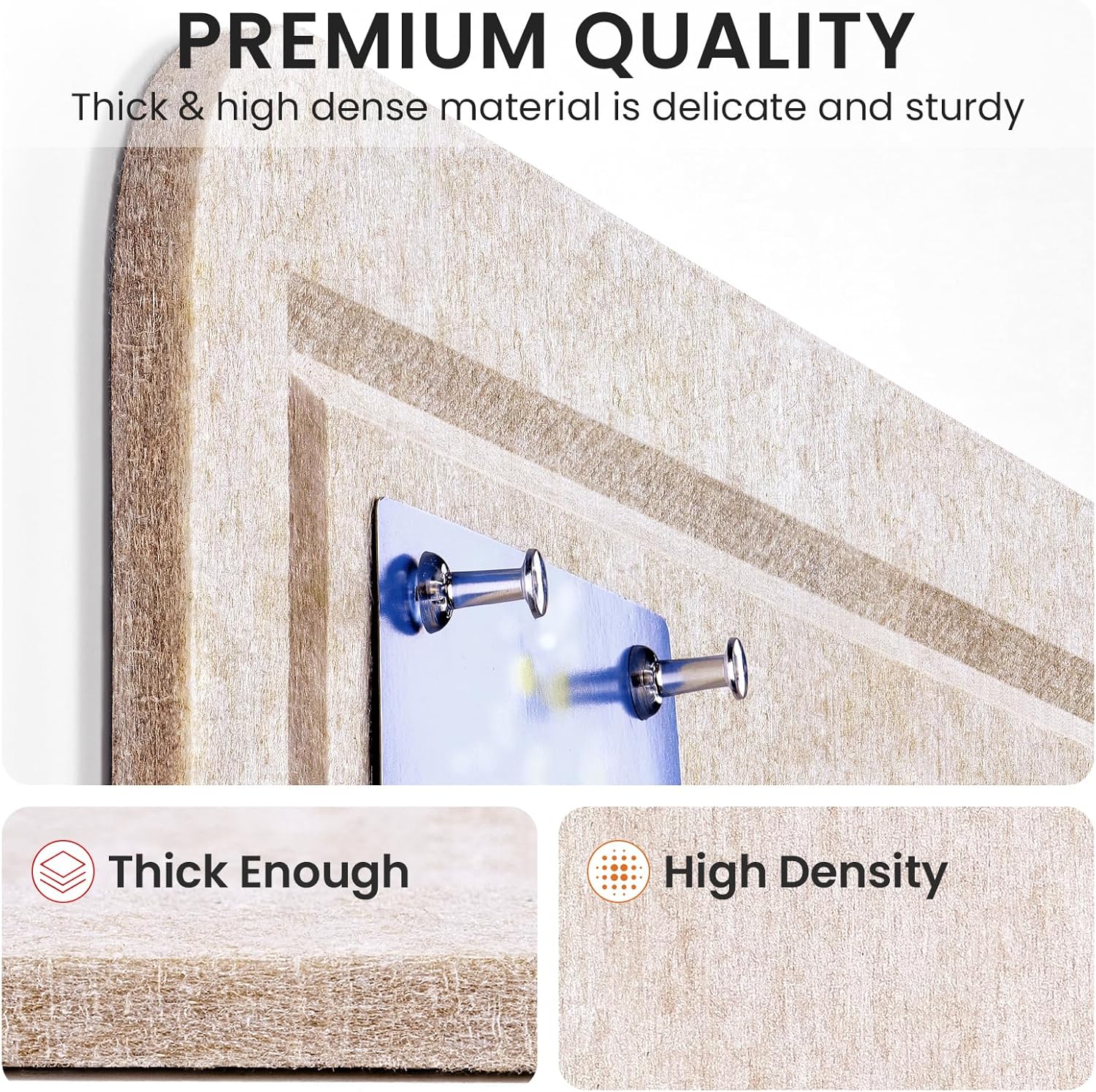 Large Bulletin Board, 35 X 17 Inches Felt Cork Board with 40 Pushpins, Foldable Felt Notice Pin Board Photo Display Board with Self-Adhesive Tape for Office Home School