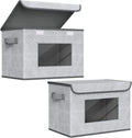 Univivi Larger Fabric Collapsible Storage Bins [2-Pack] Foldable Storage Boxes with Lids, Storage Cube Organizer Basket for Home, Closet, Bedroom (Gray, 17“ x 12” x 12")