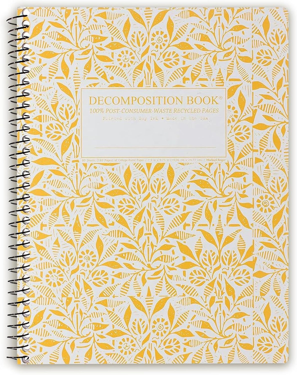 Decomposition Fields of Plenty College Ruled Spiral Notebook - 9.75 x 7.5 Journal with 160 Lined Pages - 100% Recycled Paper - Cute Notebooks for School Supplies, Home & Office - Made in USA