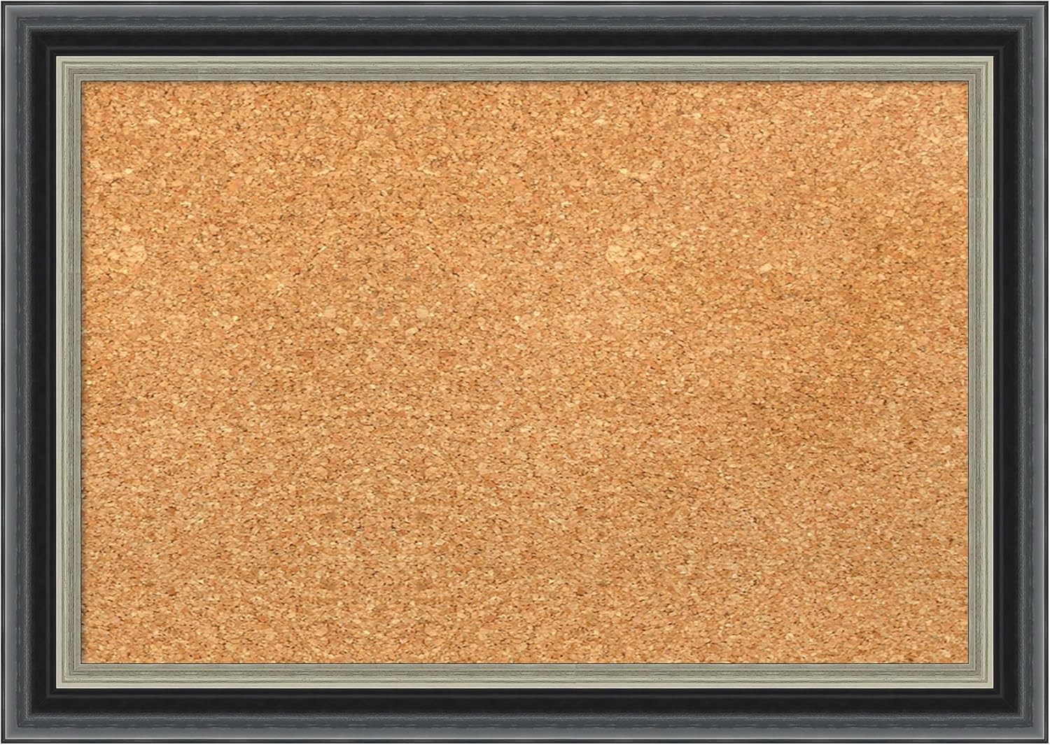 Amanti Art Natural Cork Board for Wall, 15x21 Vision Board with Black Wood Frame, Small Corkboard Office Decor for Home Organization, Modern Corkboard Pinboard to Display Items for Home Organization