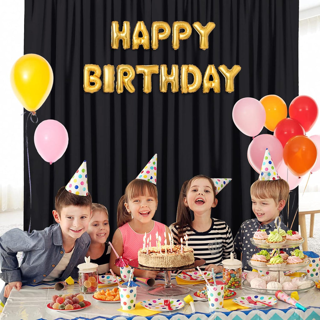 Black Backdrop Curtains 30ft x 10ft: Polyester Photo Backdrop Drapes - 6 Panels 5x10ft for Halloween Party Stage Birthday Background Decoration
