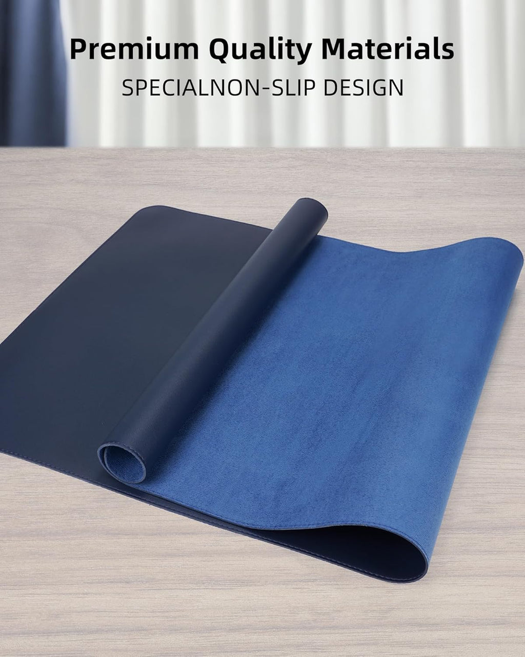 Leather Desk Protector, 55"x17" - Premium Office Mat, Large Mouse Pad, Non-Slip Blotter, Waterproof Writing Pad - Midnight Blue