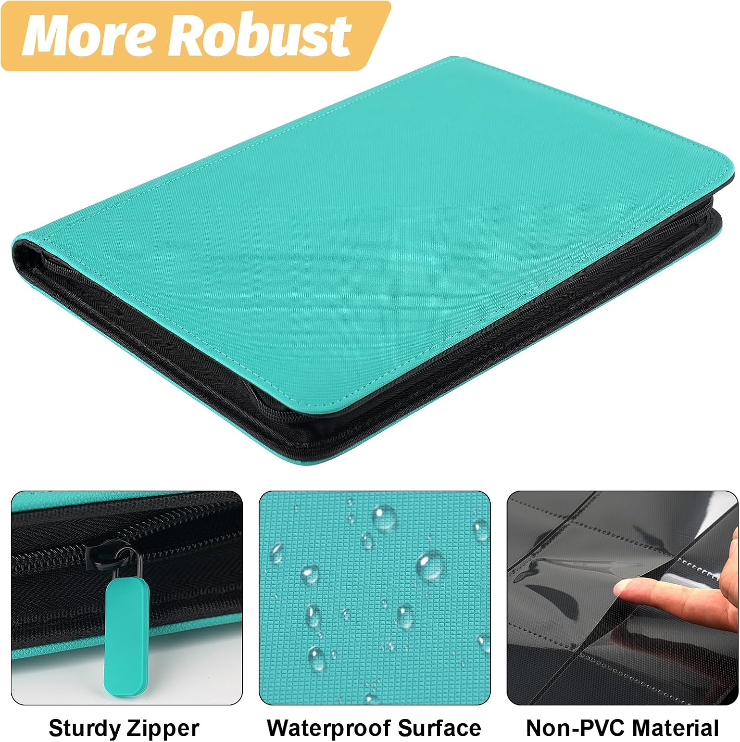 Trading Card Binder 9 Pocket, GERMUN PU Cover Card Binder for 360 Cards, Premium Trading Card Holder Folders, Double Sided Pocket Card Album for MTG, TCG (LAKEBLUE)