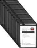 Nezyo Dry Erase Pockets Plastic Job Ticket Holders Shop Holder Order Pockets Clear Sleeves Tickets Folders Plastic Sleeves Paper Teacher Supplies for Classroom (14 x 10 in,Black,50 Pcs)