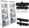 Outus 2 Pcs Mesh Literature Brochure Stand with 8 Pockets Portable Magazine Display Roll up Magazine Rack Lightweight Floor Standing Catalog Office Brochure Display Holder for Business
