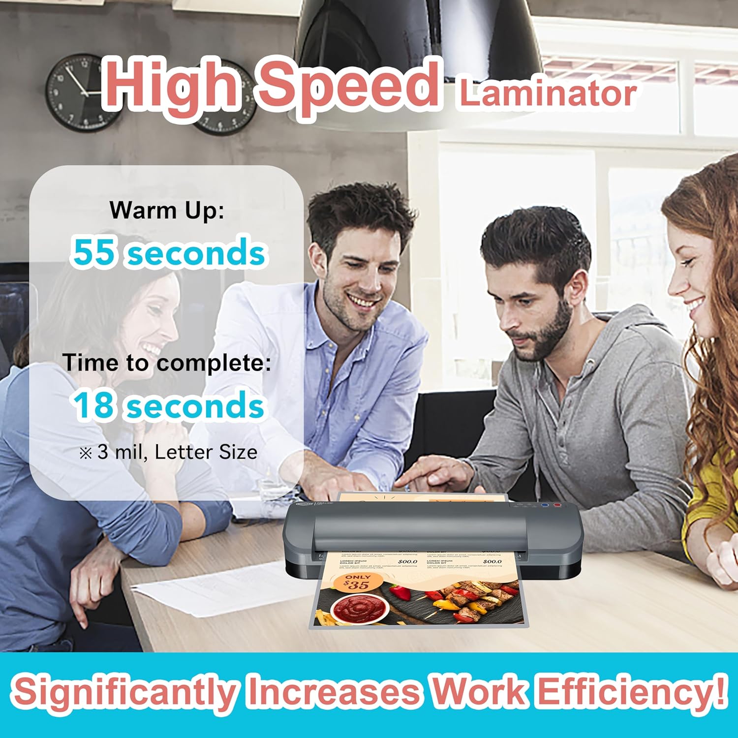 SINCHI 13-Inch Thermal Laminator & Foil Applicator, 3–10 Mil, 4-Roller, 55s Warm-Up, 18 seconds/page, Auto Shutoff, Commercial-Grade Laminating Machine with 10 Pouches for Office, School, Crafts & DIY