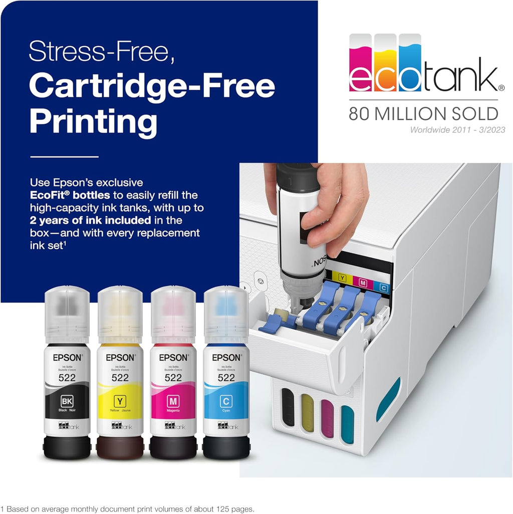 Epson EcoTank ET-2800 Wireless Color All-in-One Cartridge-Free Supertank Printer & EcoTank Photo ET-8500 Wireless Color All-in-One Supertank Printer