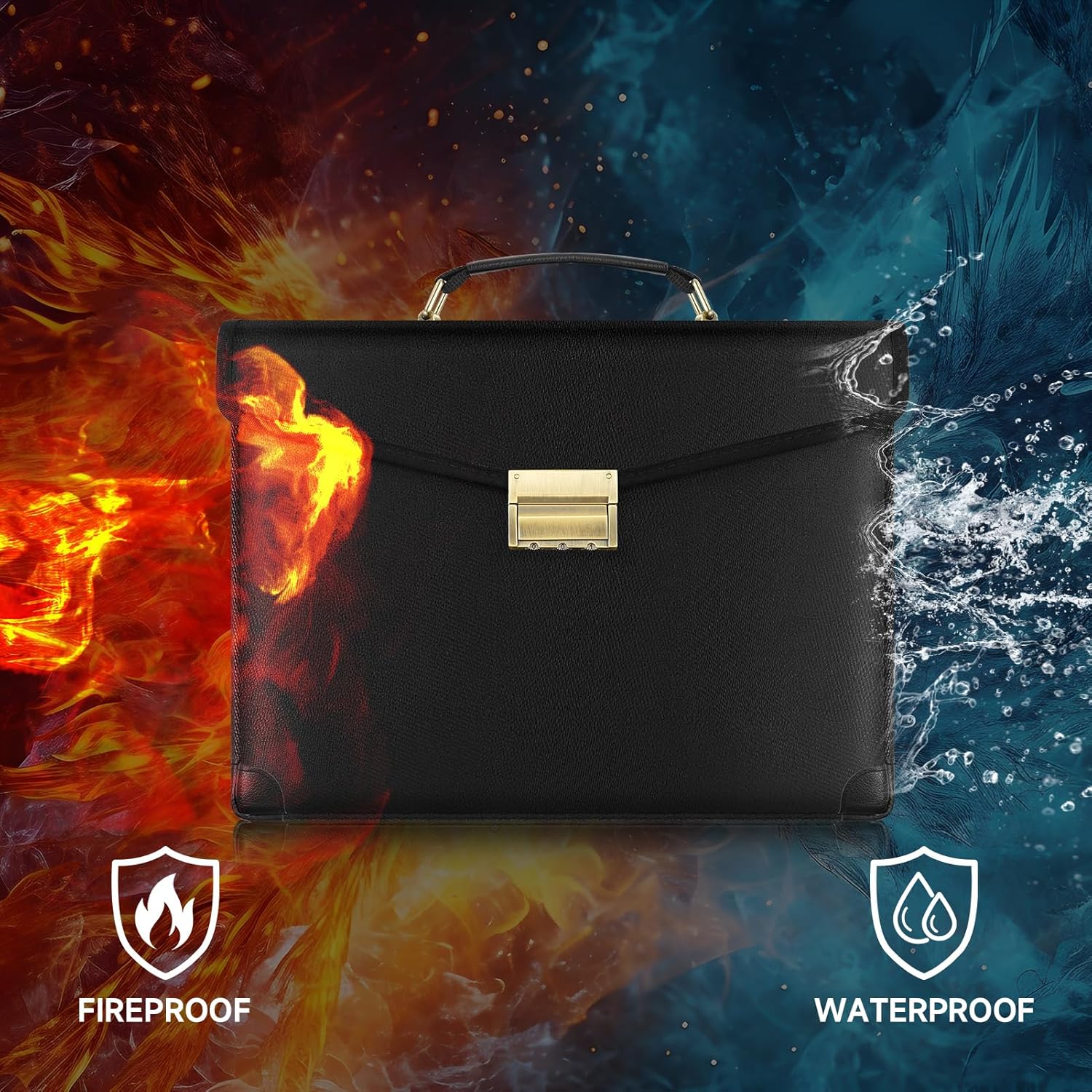 Upgraded 6500°F Fireproof Document Bag with Lock,14.2"x10"x2.3''Fire Proof Money Bag with Zipper,10 Layer of Heat Insulated Material, Water Resistant Fireproof Bags for Documents,Safe Bags