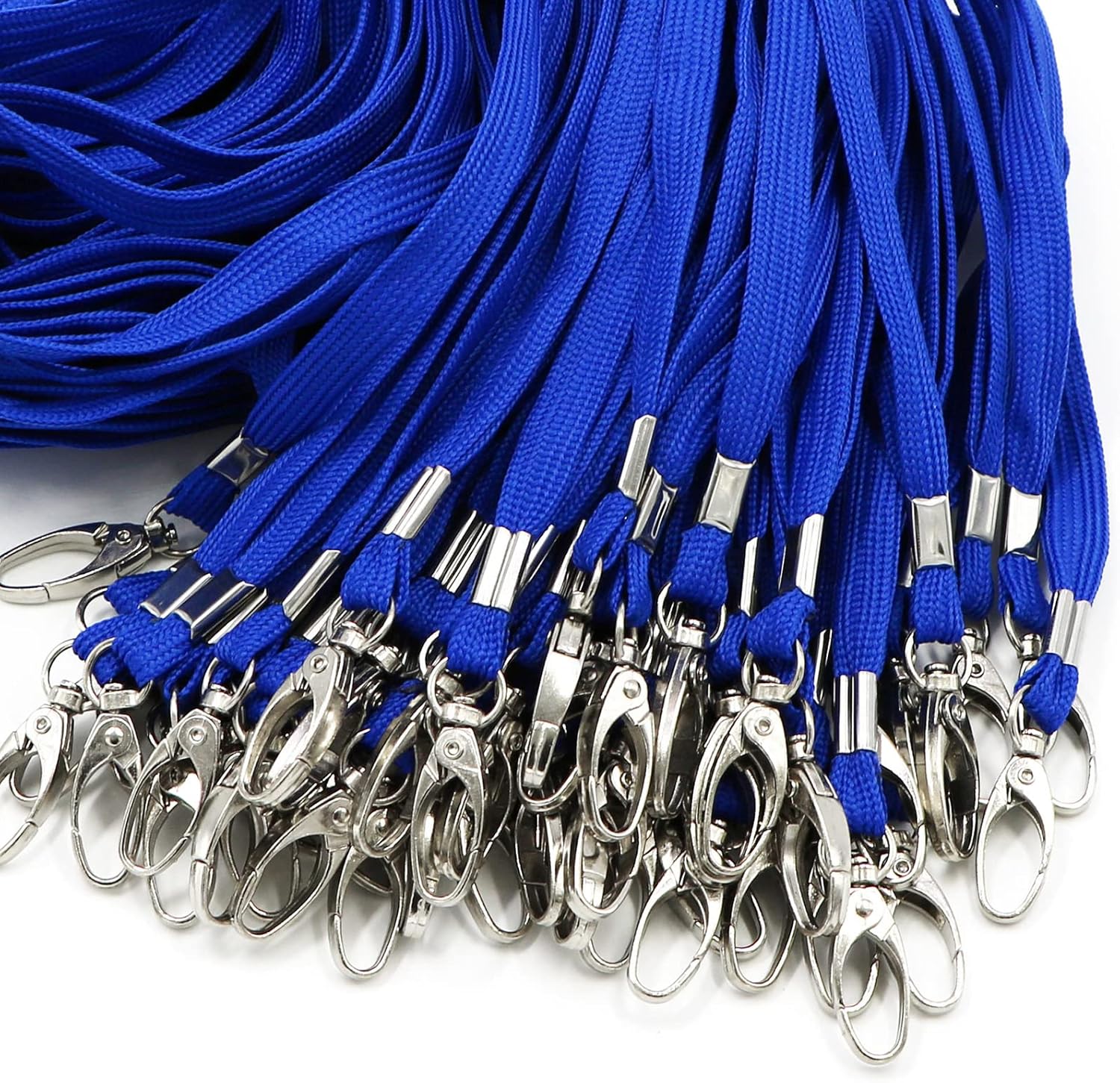 100 Pack Lanyards Bulk Blue Lanyard for Office Id Badges Flat Lanyard with Badge Clip Swivel Hook (100 Pack, Blue)