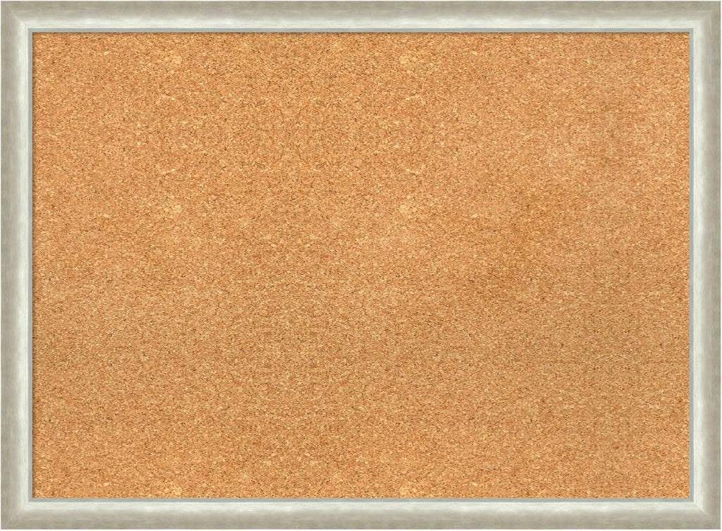 Amanti Art Natural Cork Board for Wall, 22x30 Vision Board with Silver Wood Frame, Medium Corkboard Office Decor for Home Organization, Modern Contemporary Corkboard Pinboard to display items for home