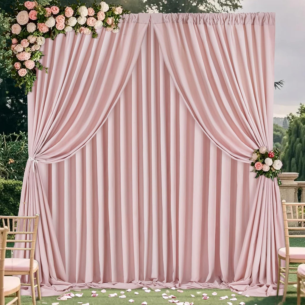 Dusty Rose Polyester Backdrop Curtains: 20 ft x 10 ft Photography Backdrop Drapes - Baby Shower Birthday Party Decorations 4 Panels 5ft x 10ft