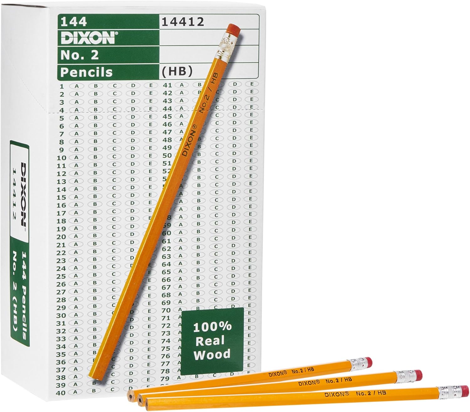 Dixon No. 2 Yellow Pencils, Wood-Cased, Black Core, #2 HB Soft, Boxed (14412) (Pack of 20, 2880 Count Total)