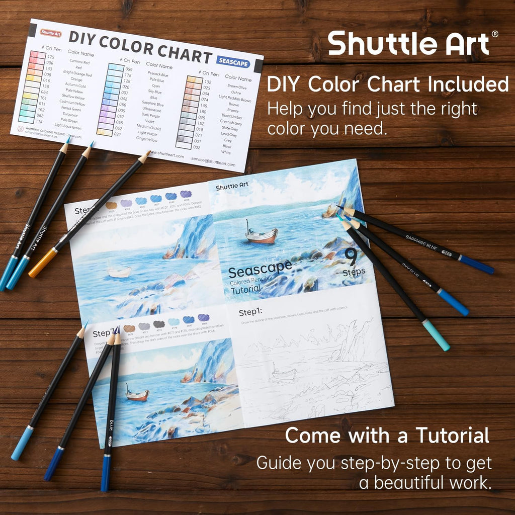 Shuttle Art 36 Colored Pencils, Seascape Themed Colored Pencils for Adult, Soft Core Color Pencils, Coloring Pencils for Adults Kids Artists Beginners Drawing Coloring Sketching