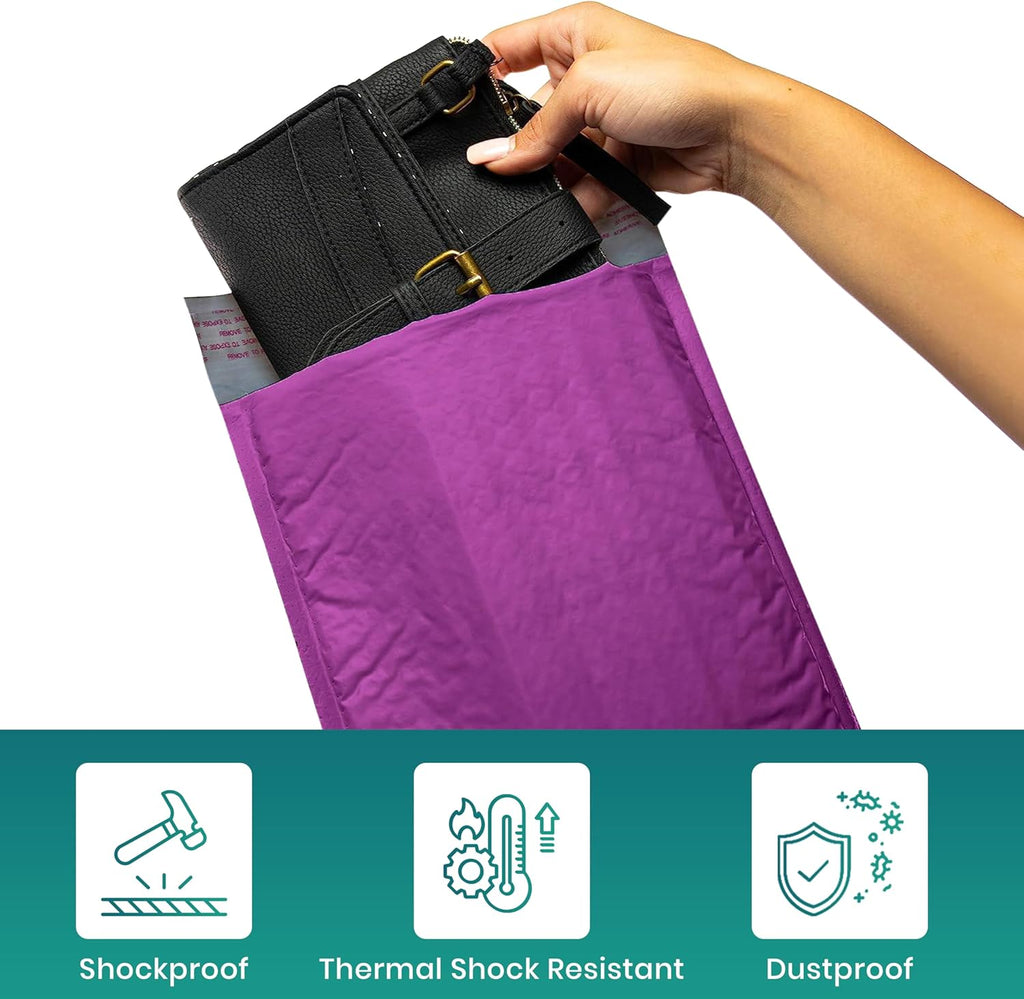 Levex - #000 4" x 8" [5 Pack] Purple Poly Bubble Mailers, Padded Envelope Mailers, Packing Envelope & Mailing Bags for Shipping