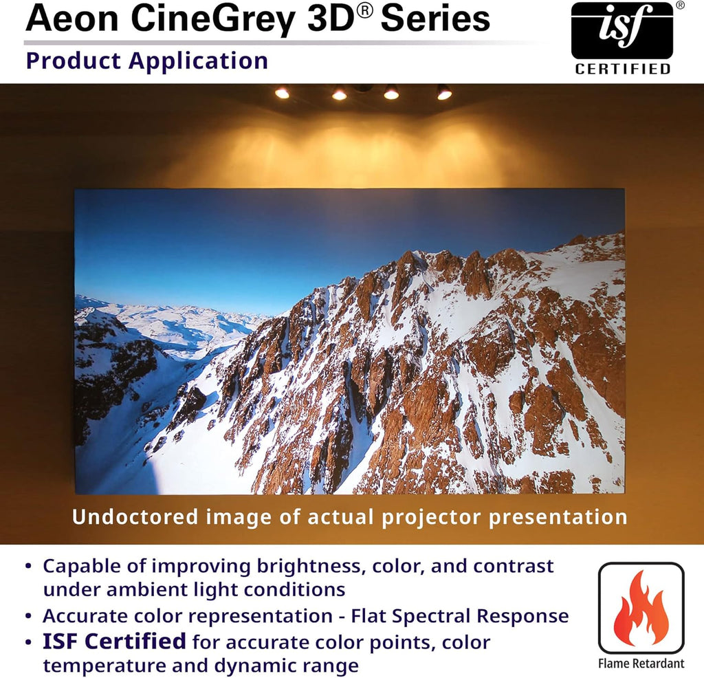 Elite Screens 110 inch CLR/ALR Projector Screen 16:9 4K, Standard Throw Projection, Edge Free Ambient Light Rejecting Fixed Frame Grey for Indoor Movie Screen Home Theater - Aeon CineGrey 3D AR110DHD3