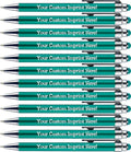 Personalized Pens with Stylus Tip -Bright Vibes- Click action - Custom - Black writing - Printed Name pens - Imprinted with Your Logo or Message - FREE PERSONALIZATION - 12 Pens/Box (Teal)