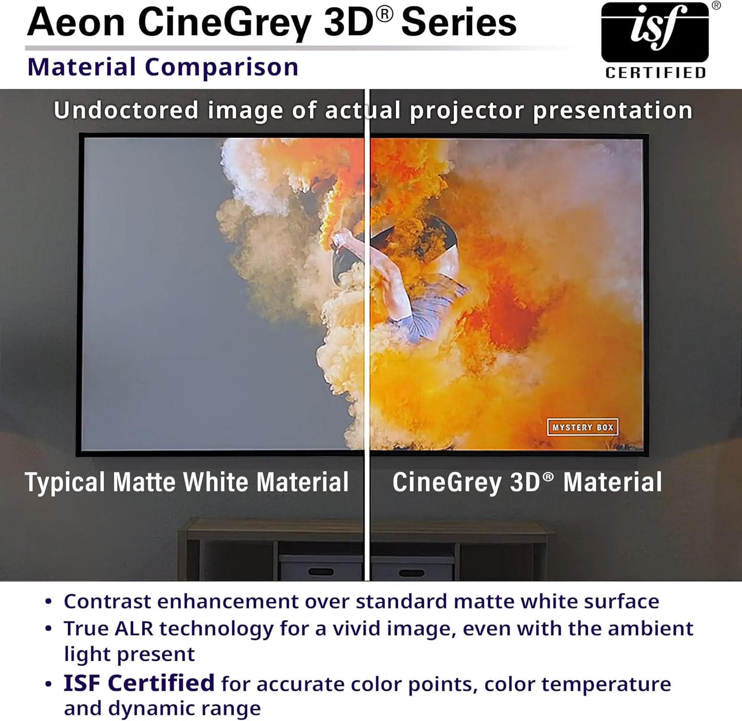 Elite Screens Aeon CineGrey 3D, 135" Fixed Frame CLR/ALR Projector Screen 16:9, Standard Throw Projection, Edge Free Ceiling & Ambient Light Rejecting, Wall-Mounted, for Movie Home Theater, AR135DHD3