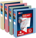 Avery Heavy-Duty View 3 Ring Binders, 1.5 Inch One Touch Slant Rings, 375-Sheet Capacity, Assorted Pastel Colors, 4-Pack (79634) – for School, Office, Teachers, Classrooms & Home Organization