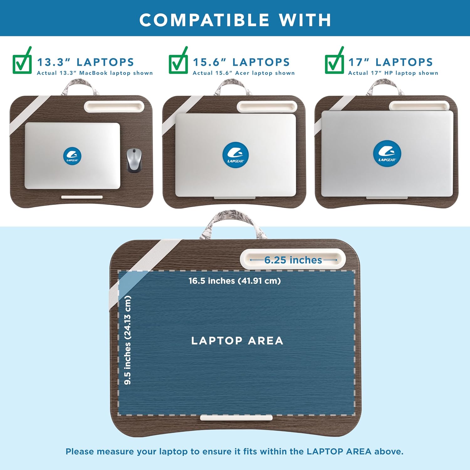 LAPGEAR Designer Lap Desk with Phone Holder and Device Ledge - Hummingbird Toile - Fits up to 15.6 Inch Laptops - Style No. 45413