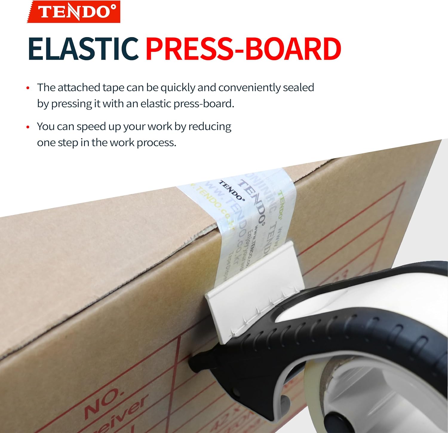 Heavy Duty Shipping Tape Dispenser: TENDO° Premium Line – Reusable, Replaceable, Eco-Friendly 2’’ Master Piece Dispenser for Pros with Patented 10° Sloped Chromium Blades - P-2200 (4th Gen.)_White