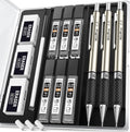 Nicpro RG1000 0.9 mm Art Mechanical Pencil Set in Storage Case, 3 PCS Metal Drafting Pencil Lead Pencil with 6 Tube HB Refills, 3 Erasers, 9 PCS Eraser Refills for Artist Writing, Drawing, Sketching