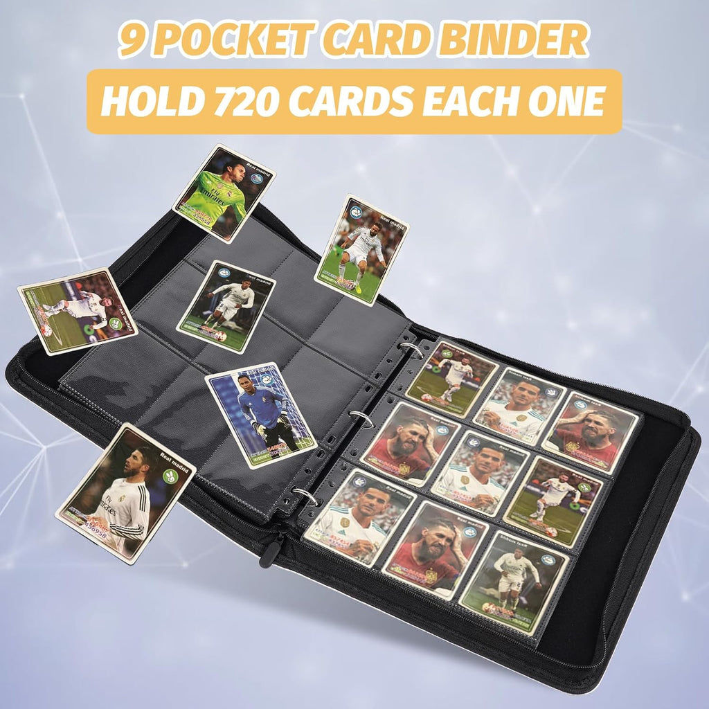 9 Pocket Card Binder, Premium Zip Trading Card Binder, 720 Double Sided Pocket PU Card Collection Binder, Collector Card Album, Card Folder for MTG, TCG, Sports Cards, Game Cards (purple)