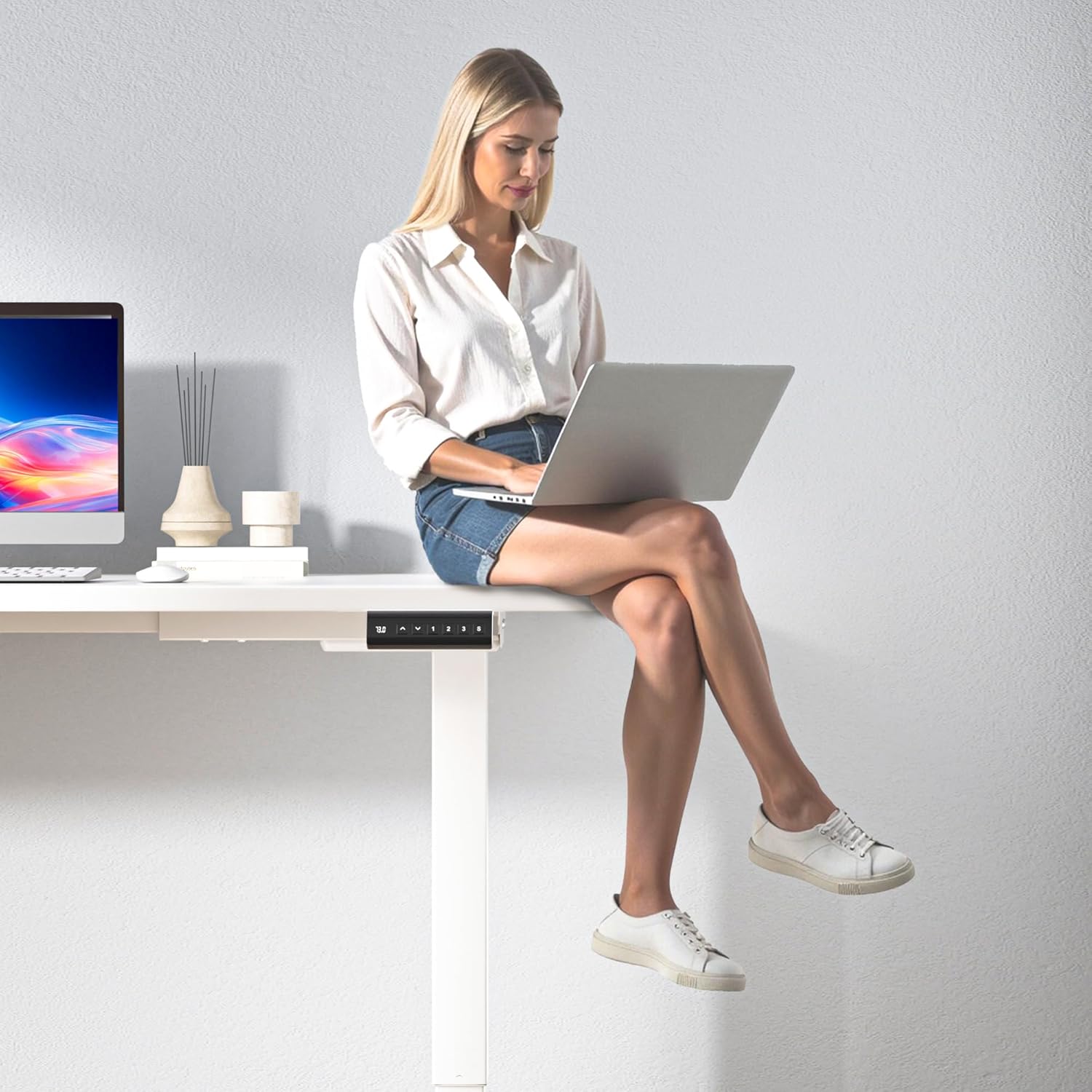 330lbs Dual Motor Standing Desk Frame for 40 to 90″ Desktop, Electric Adjustable Legs with Memory Presets, Stand Up Desk Frame Workstation for Home Office, White Frame Only