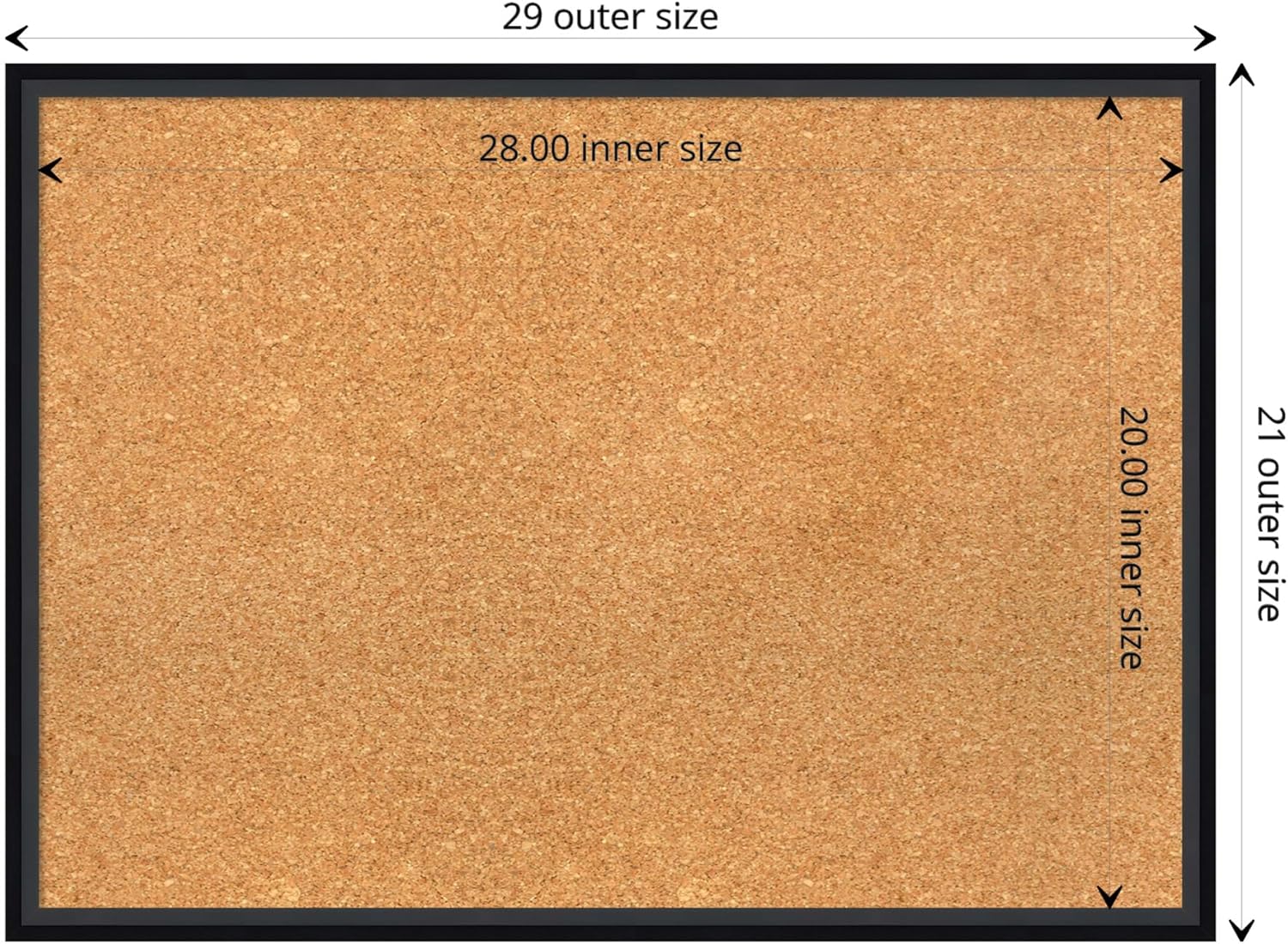 Amanti Art Natural Cork Board for Wall, 21x29 Vision Board with Black Wood Frame, Medium Corkboard Office Decor for Home Organization, Modern Contemporary Corkboard Pinboard to display items for home