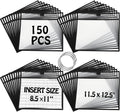 Teling 150 Pcs Dry Erase Pockets Bulk Reusable Job Ticket Holders Clear Plastic Sleeve Protector Work Order Sleeve Shop Ticket Holder for Welcome Teacher Back Office Supplies(11.5 x 12.5'',Black)