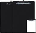 Black Clipboard with Pen Holder, 2 Pack Plastic Clipboard with Low Profile Metal Clip, Hanging Clip Boards Holds 8.5x11 Inch Papers, Standard A4 Letter Size Clip Boards for Offices & School