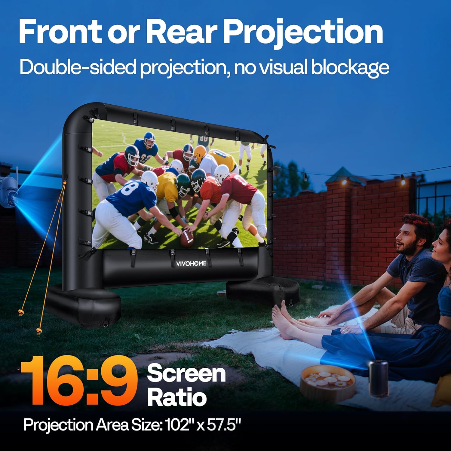 VIVOHOME 14 FT Inflatable Projector Screen for Outside, Blow Up Movie Screen Outdoor Use, Mega Large TV Screen with Carry Bag for Backyard, Tube Leg Support
