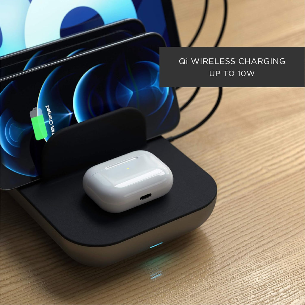 Satechi Multi Device Charging Station with Wireless Charging - for iPad Air/Pro M4/M3/M2/M1, MacBook Air/Pro M4/M3/M2/M1, iPhone 17 to 12 Series, AirPods, AirPods Pro, Apple Watch, and More