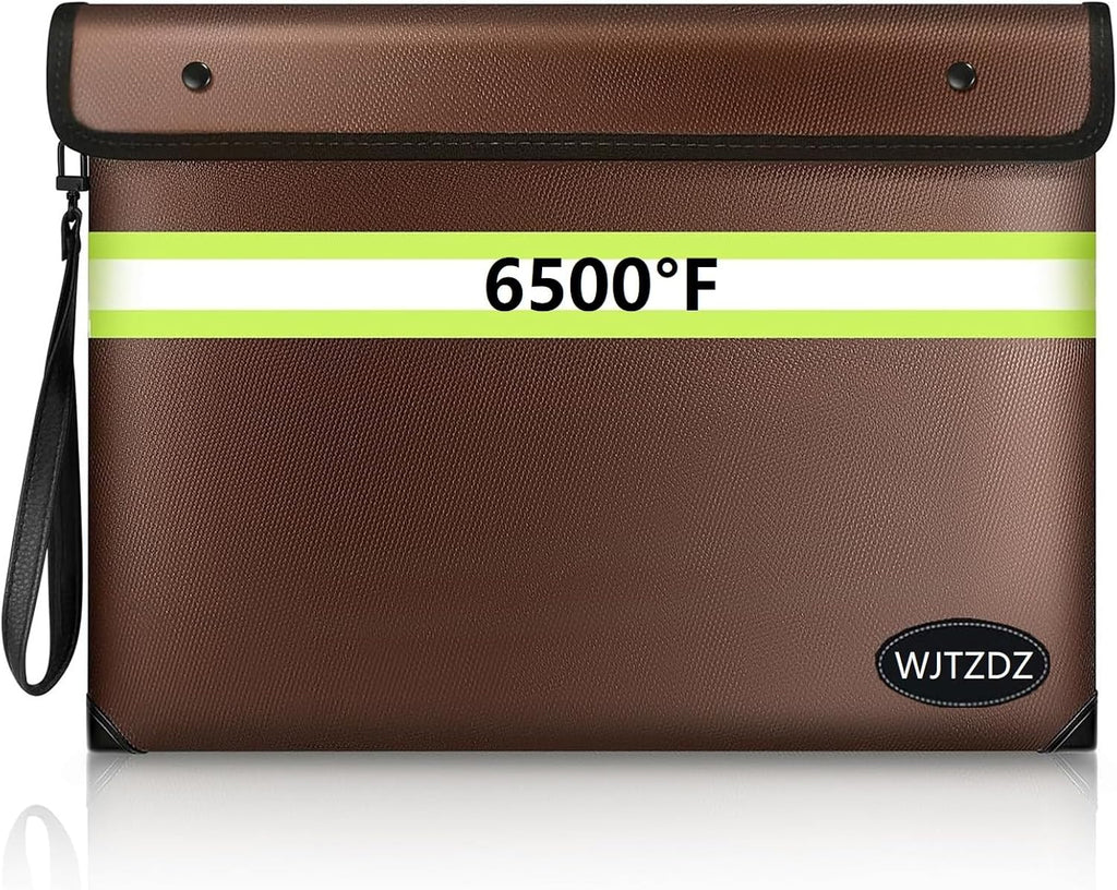 6500°F Fireproof Document Bag, Upgraded Fireproof/Waterproof Money Bag with Zipper/Reflective Strip,Storage Pouch for A4 Letter Size Document,Cash,Cell Phone,Passport