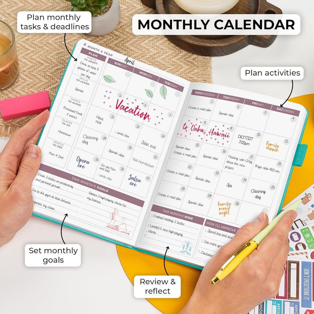 Clever Fox Planner 2nd Edition – Colorful Weekly & Monthly Goal Planner, Time Management & Productivity Organizer, Undated, A5 (Aquamarine)