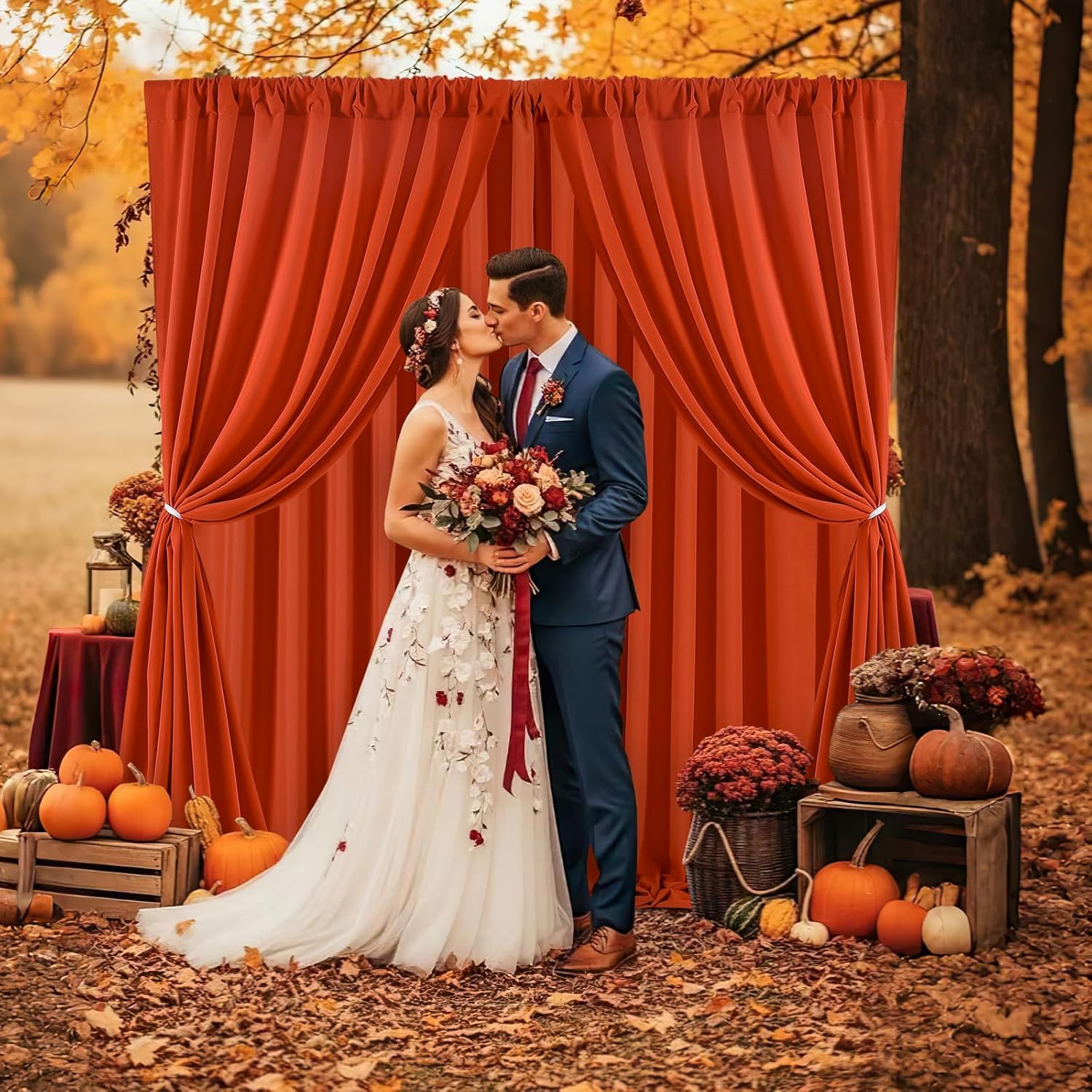 Rust Backdrop Curtains 30ft x 10ft Polyester Photo Backdrop Drapes for Birthday Party Stage Window Supplies Decorations