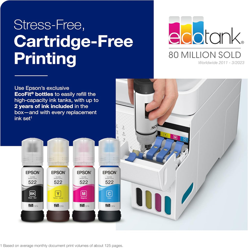 Epson EcoTank ET-4800 Wireless All-in-One Cartridge-Free Supertank Printer & EcoTank ET-M1170 Wireless Monochrome Supertank Printer with Ethernet Plus 2 Years of Unlimited Ink*,White