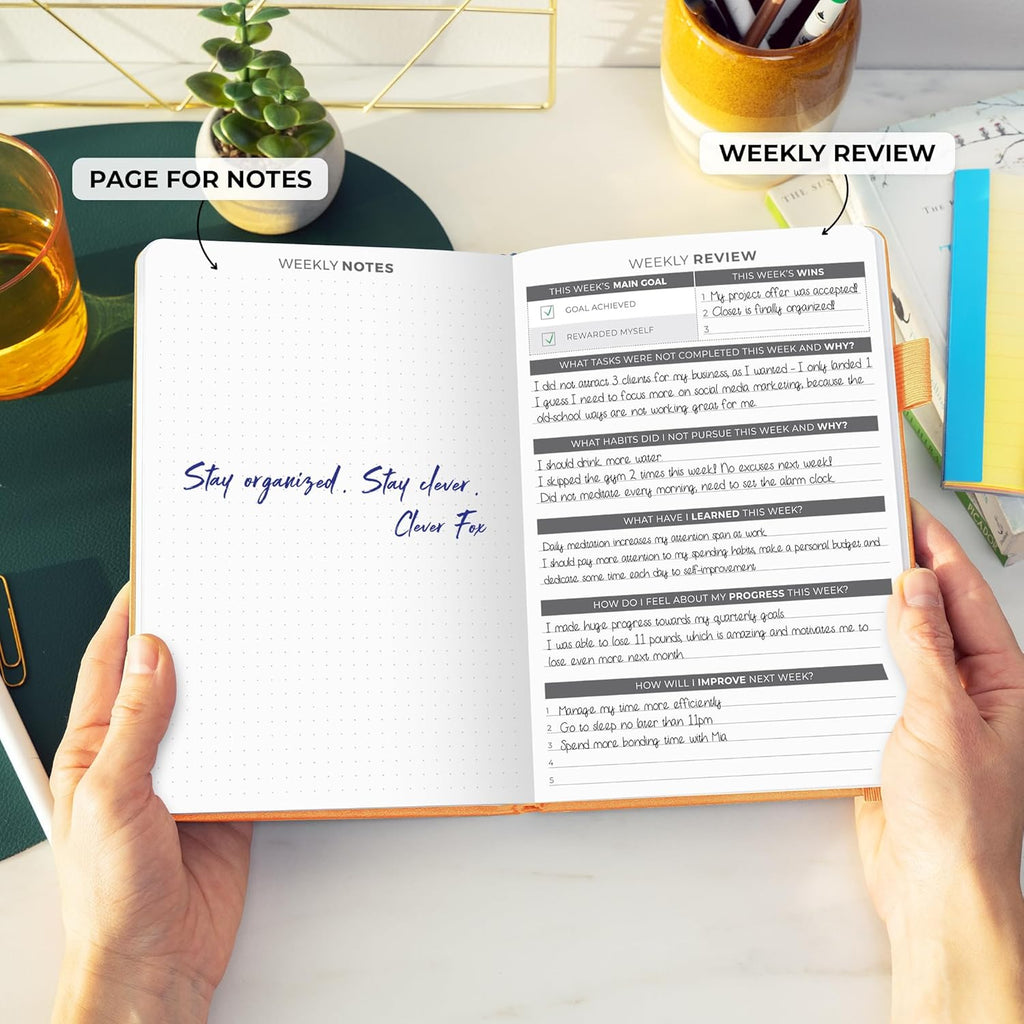 Clever Fox Daily Planner – Undated Planning Notebook with Hourly Schedule & To-Do List – Personal Day Task & Work Organizer, 6 Months (Orange)