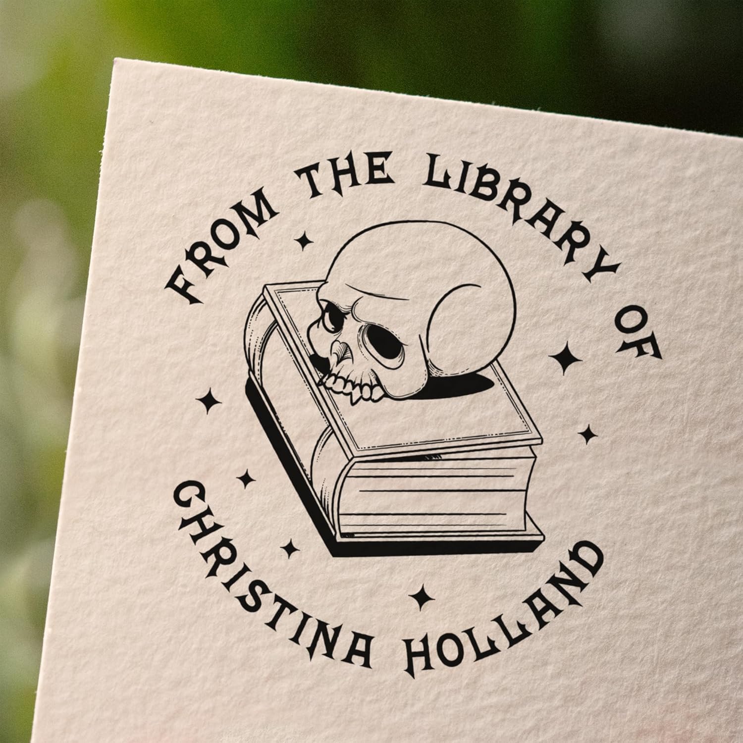 from The Library of Embossers & Stamps for Fantasy Book Readers | Custom Embosser | Custom Stamp | Ex Libris | Elevate Your Fantasy Collection of Stories and Novels (Design 15, Wood Hand Stamp)