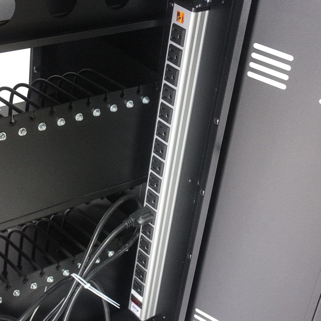 36 Device Charging Cart for Laptop Up to 16.3-inch Screen, Mobile Charging Station and Tablet Storage Cart for iPad, Chromebooks with Cord Organizer, Black.