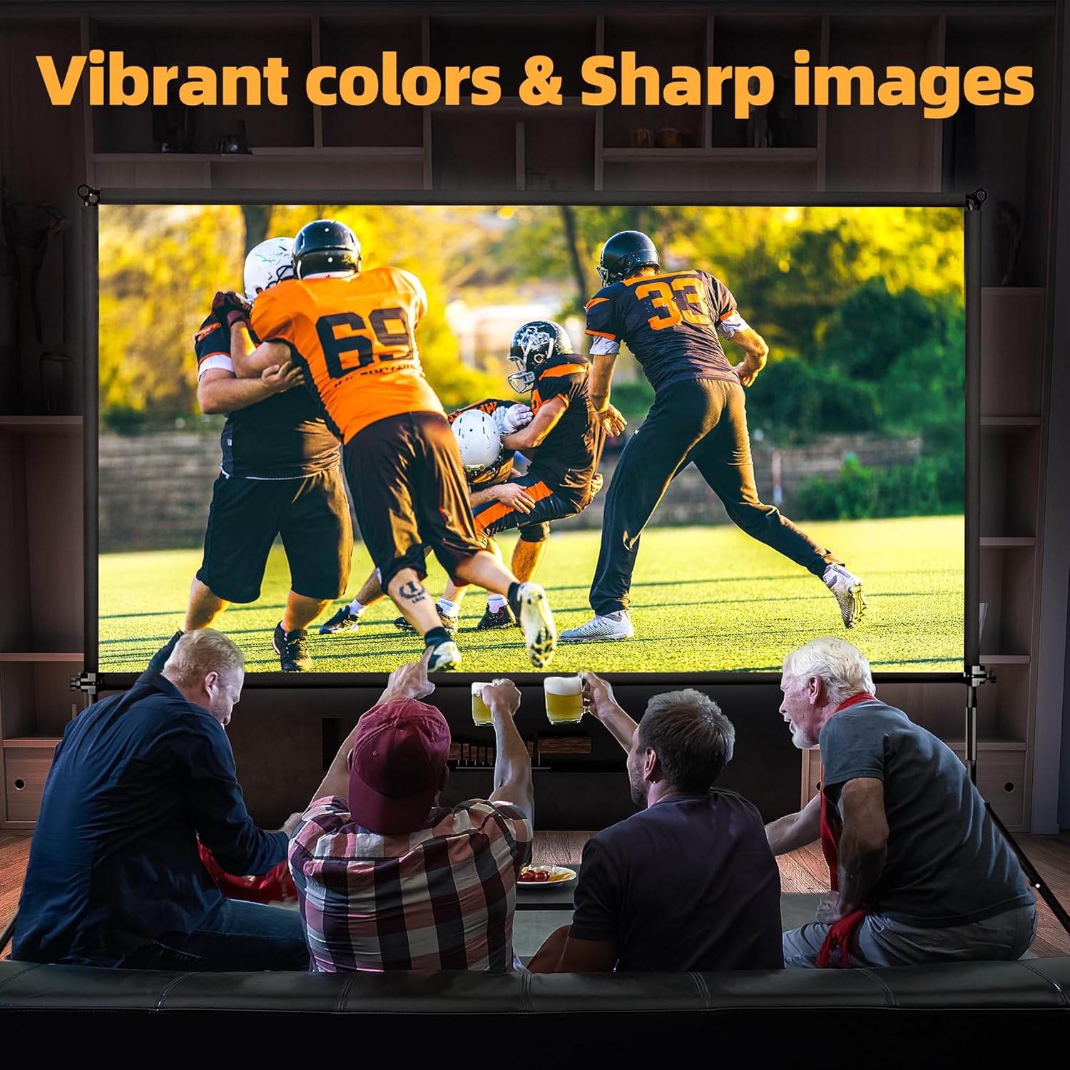 Outdoor Projector Screen with Stand,120 inch Projector Screen Outdoor Indoor Movie Screen, Portable 16:9 4K HD Wrinkle-Free Lightweight for Patio,Home Backyard Movie Night