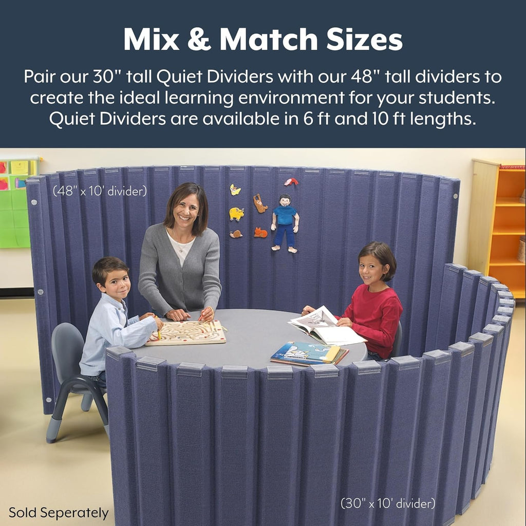 Children’s Factory 48" x 10' Quiet Divider With Sound Dampening Panels, Freestanding Room Divider Wall, Slate Blue (pack of 1)